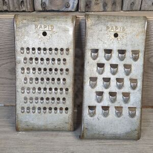 Vintage Metal Graters with Rustic Charm
